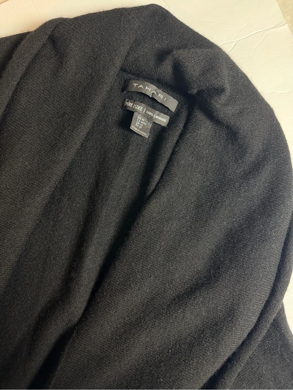 Tahari Pure Luxe Cashmere Open Front Cardigan Sweater Medium Long